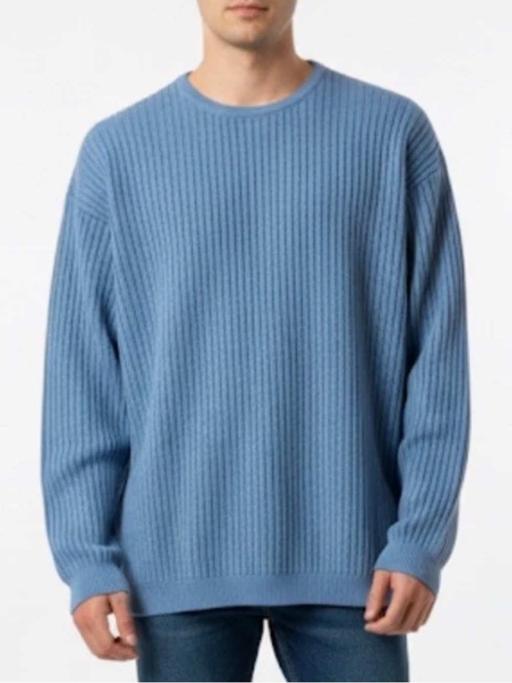 MURANO by RAFFI Mens 55% Wool  Ribbed Blue Striped Pullover Sweater Italy 2XL